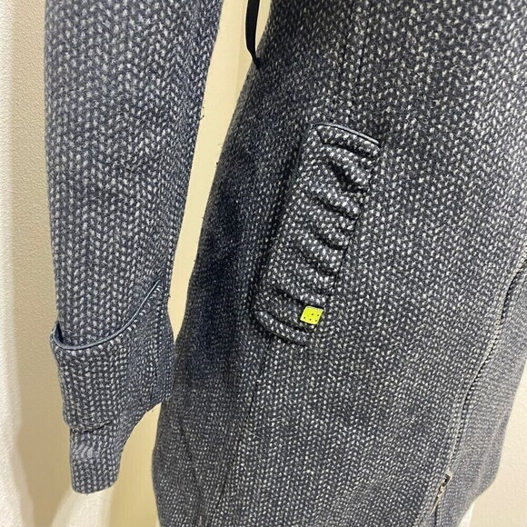 SOIA & KYO Gray Herringbone Wool Blend Trench Coat Petite Small No Belt - Picture 4 of 11